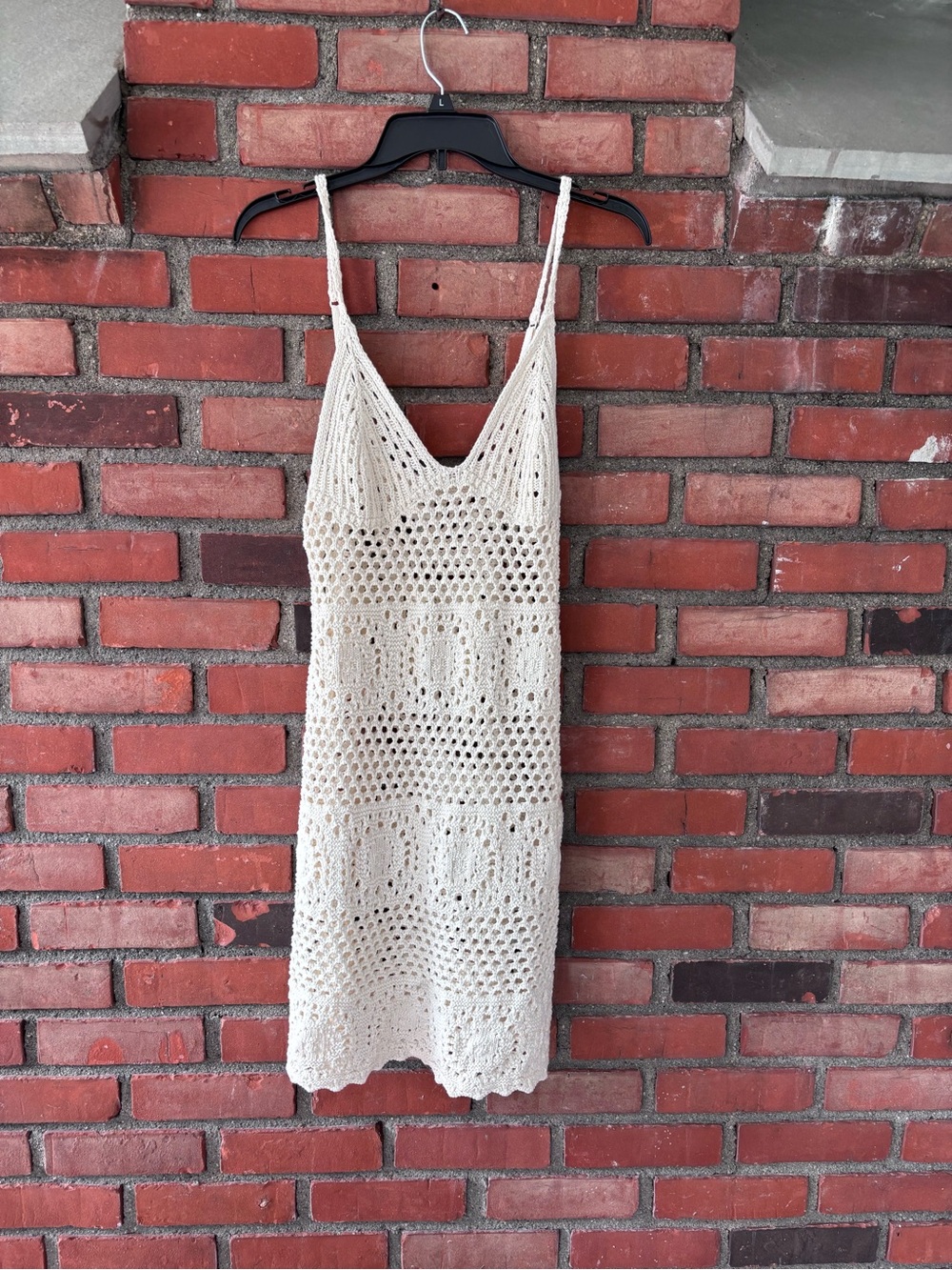 Aerie Crochet Knit Swim Cover-Up Dress in Cream